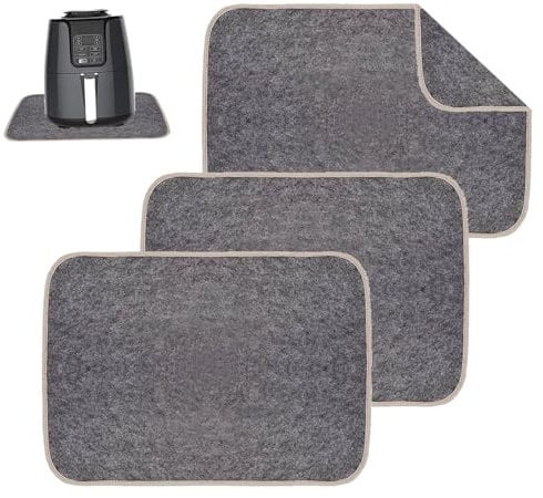3Pcs Heat Proof Mat, Kitchen Worktop Protector, Worktop Protector, Heat Resistant Mat, Heat Proof Mat Kitchen, Heatproof Worktop Protector for Air Fryer, Coffee Maker, Microwave, Oven, Blender (Grey)
