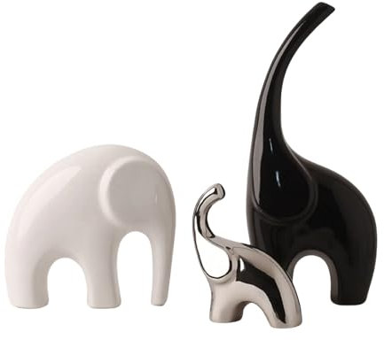 Pevfeciy Elefanten-Skulptur Elefanten Deko Figuren Elefant Statue Mama Geschenk Elefanten Geschenke für Frauen Dekoration für Wohnzimmer Büro Bücherregal Schlafzimmer,Schwarz