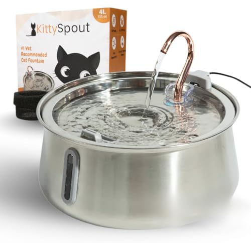 The Kittyspout Fontaine à eau pour chat en acier inoxydable 2.0, 4 l
