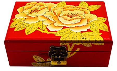 Générique Coffret à Bijoux laqué Peint à la Main en Forme de Fleur de Pivoine de Pingyao, Meubles et Cadeaux orientaux Chinois Dragon&Phoenix
