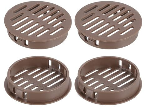 QUARKZMAN Tonda Griglia Aerazione 2, 4Pz Marrone Plastica 50mm Copertura Prese Aria - Griglia Ventilazione Circolare - Aria Facili per Bagno, Casa, Ufficio, Armadio, Guardaroba