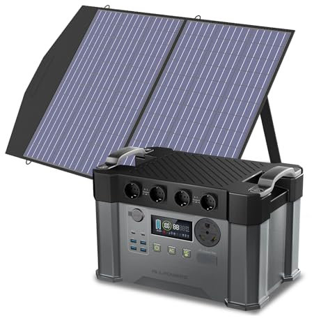 ALLPOWERS 1451Wh Central eléctrica portátil S2000Pro con 100W SP027 Panel Solar plegables, 4×2400W Salida CA con MPPT y SAI, Carga rápida 0-80% en 1 h, generador solar para Uso exterior, doméstico, RV