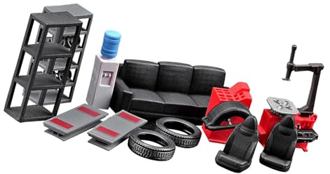 Sharplace 12-teiliges Mini-simuliertes Auto-Reparaturwerkzeug-Set, DIY-Dekorationsharzmaterial, Autowerkstatt-Zubehör für 1:64 Miniaturszenen