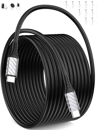 ACOCOBUY Extra Long Câble USB C vers USB C 6m/20ft pour Mi Caméra Sécurité | PD 60W Cordon Type C Câble Charge Rapide pour iPhone 17 16e 15 pour iPad Air Mini Pro Galaxy A16 A56 S26 Pixel 10a 9a 8 noir