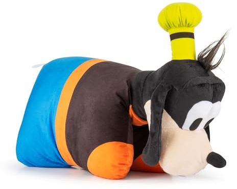 Disney Micky & Freunde Goofy 2-in-1 Plüschkissen – Weiches Kuschelkissen mit Riemenverschluss, Kissen zum Umarmen fürs Kinderzimmer & Reisen
