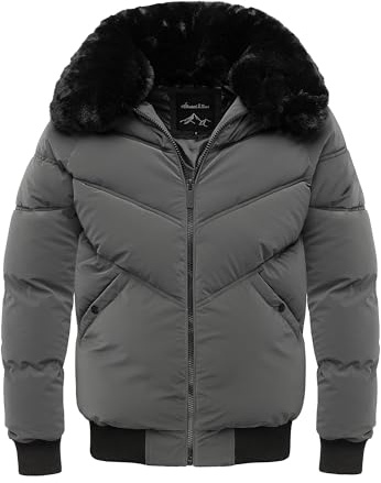 Amaci&Sons Herren Gefütterte Dicke Winter Jacke für Männer mit Kapuze 9125