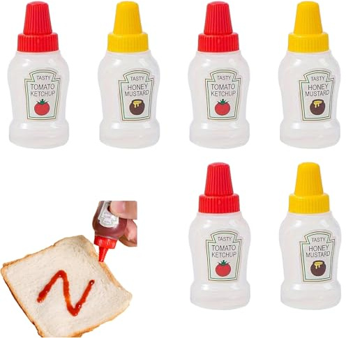 Mini Bouteille Sauce,6 PCS 23 ml pour Ketchup et Miel Récipients Anti-Fuites pour Vinaigrette Distributeur de Condiments Portable pour les Boîtes à Lunch des Enfants les Pique niques et les Voyages
