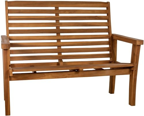 CLP Gartenbank wetterfest Teakholz Nicosia, Teakbank mit Liegefunktion, Holzbank mit Lehne robust und pflegeleicht, für Garten und Terrasse, Farbe:Teak, Größe:150 cm