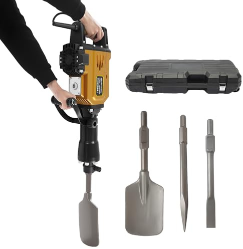Deinungen 1700W Demolition Hammer Breaker in Case,3 in1 Multi Chisel | Electric Jack Hammer Concrete Breaker with Flat Chisel, Scraping Chisel and Point Chisel