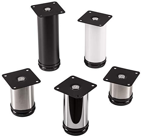 SET de 4 x SO-TECH® Pied de Meuble JIMMY Chrome Ø 50 mm/Hauteur: 80 mm Pied pour Canapé