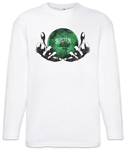 Urban Backwoods Saudi Arabia Football Magic Ball Herren Langarm T-Shirt Weiß Größe L