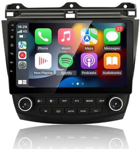 EZoneTronics Android Radio de Coche Estéreo para Honda Accord 7th 2002-2007 | CarPlay Android Auto Inalámbrico Pantalla táctil 10 Autoradio Bluetooth con Mirror Link SWC Navegación GPS WiFi FM RDS EQ