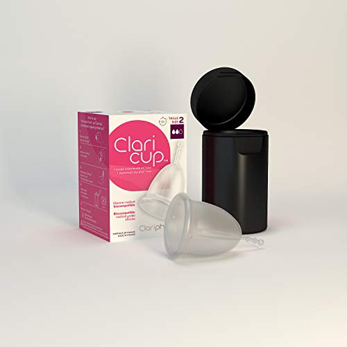Claripharm Coupe Menstruelle Transparente/Box de Transport/Stérilisation Taille 2
