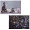 Mendler 2er-Set LED-Bild, Leinwandbild Leuchtbild Wandbild 40x60cm, Timer - Buddha + Kerzen
