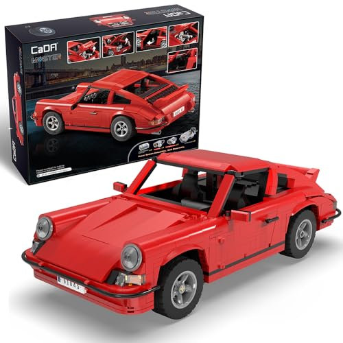 CaDA Classic German Sports Car 1:12.5, rot, 1429 Teile (kompatibel mit Lego Technic), C61045W, Master Series, Designer Markus Schlegel