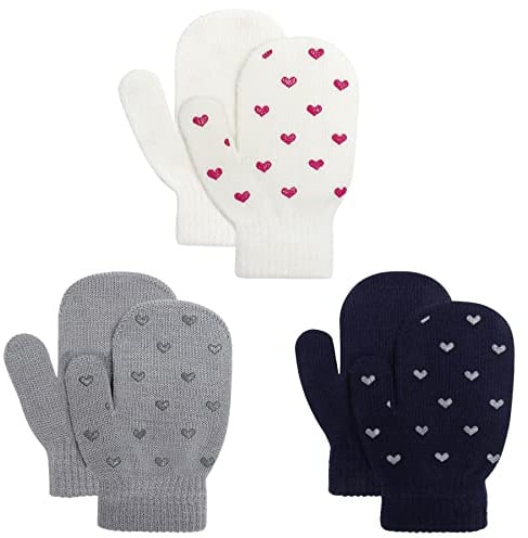 Toddler Stretch Mittens - Toddler Mittens Kids Winter Warm Knitted Magic Mittens Gloves Cute Dinosaur Paw Star Baby Mittens for 1-4 Year Old Boys and Girls(Heart)