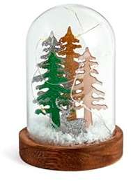 H&H Natale Campana in Vetro con Led, Altezza 14cm, Decorazione Natalizia