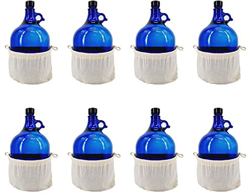 Albert's Premium Selection 5 Liter Henkelflasche/Glasballon, blau, inkl. Deckel und Baumwollbeutel (8)