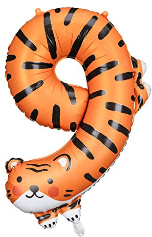 Ballon 9. Geburtstag XXL Folienballon 9 Tiger Luftballon 9 Geburtstag Geschenk Junge Mädchen Ballon Zahl 9