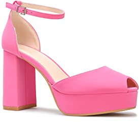 La Modeuse - Decolleté Peep Toes con Tacco Largo e Piattaforma, Fucsia, 40 EU