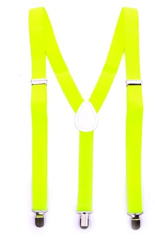 TrendandStylez Hosenträger, leuchtendes Neongelb, 2,5 x 50-90cm, für Damen und Herren, Kostüm Accessoire, bis 195cm Körpergröße
