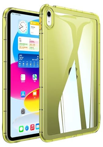 Custodia per tablet iPad Air 5a/4a generazione, custodia morbida trasparente per iPad Air 10,9 pollici 2022/2020, assorbimento degli urti, custodia paraurti leggera e sottile, gialla