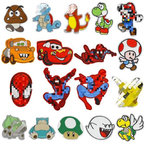 18 Stück Patches zum Aufbügeln,Bügel Patches,Flicken zum Aufbügeln Kinder,Aufnäher Patche Erwachsene,Bügelaufkleber Kleidung,Bügelbilder für Textilien,Jeans T-Shirt Bügelflicken
