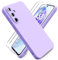 Ikziwreo - Funda para Samsung Galaxy A55 5G, con 2 Pack Protector de Pantalla de Vidrio Templado, Carcasa de Silicona Suave Ultrafina, Case de Goma a Prueba de Choques a los Arañazos - Morado Claro