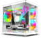 IONZ KZ-900 PC Gaming Case - Dual Dynamic Mini Lite M-ATX | Tempered Glass | includes 3 x 120mm ARGB Fans (White)