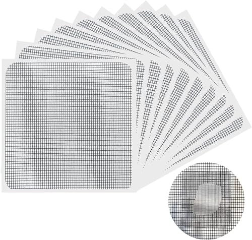 Parches de Reparación de Malla Autoadhesivos, 10 Piezas Cinta para Reparar Mosquiteras Parches de Fibra de Vidrio Fuerte Reparación, Cinta Adhesiva para Reparar Mosquiteras Ventana Puerta Pantalla