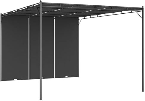 KOIECETA Gartenpavillon mit Seitenvorhang Pavillon Pergola Gartenzelt Partyzelt Terrassendach Überdachung Sonnenschutz (Anthrazit-4x3x2,25 m)