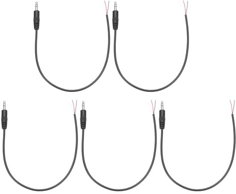 sourcing map 5pcs 3.5mm Male Jack to Bare Wire Open End Replacement TRS 3 Pole Stereo 1/8 Audio Cable Plug Jack for Earphone Headphone Cable Repair, 0.30m