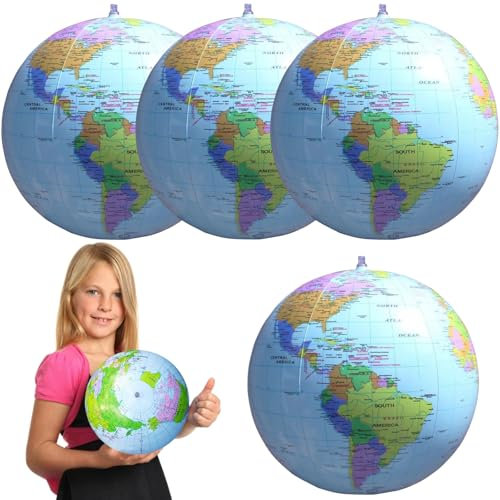 Erde Globus Weltkugel Aufblasbar,4pcs Geographie Weltkarte Aufblasbar,Weltkugel Aufblasbar, Aufblasbare Globe, Weltkugel Ballon,für Garten,Strand,Pool,Wissenschaft Geographie Bildung