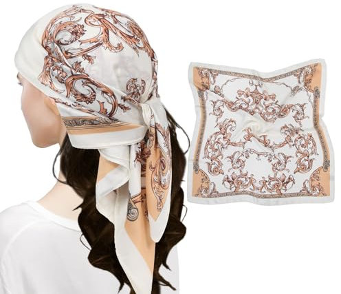 MEANBEAUTY Pañuelo Cuadrado de Satén Para Mujer 70 x 70 cm Pañuelos de Seda Multifunción Bandana -Blumen-2