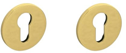 Set Bocchetta Bocchette Tonda per Serratura Yale | Copri Foro Oro Lucido e Cromo Satinato | Design Moderno e Resistente per Porte Interne ed Esterne | Set da 1 e 2 Pezzi (1, Oro Lucido)