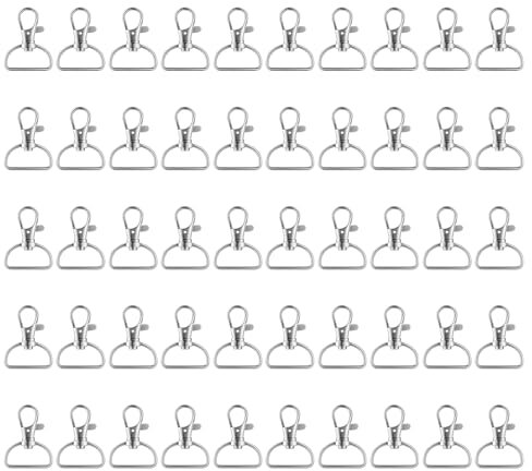 50 Pièces Porte-clés Rotatif, Mousqueton Porte clé, Fermoirs Mousqueton 25 mm, Clé De Crochets Anneaux, pour Porte-clés, Sacs à Main, Projets de Couture et Bricolage, Anneaux en D Robustes Antirouille