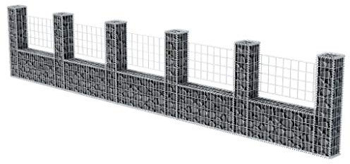 Festnight Gabionen Säule Gabionenkorb Große Gabionenwand U Form Wand Gabionen Zaun Metall Steinkorb Wand Steingabionen Drahtkorb Gitterkörbe Dekorative Zäune Gartendeko Eisen 570x20x100 cm