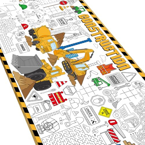 Construction Giant Coloring Poster for Kids Large Coloring Tablecloth Sheet