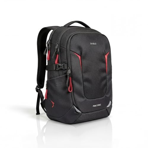 Diablo Laptop Rucksack 15,6 Zoll, Business Rucksack mit Laptopfach, 27 L | Handgepäck Rucksack, Reiserucksack mit Organizer, Brustgurt, Netzrücken, Seitentaschen, 48 x 32 x 18 cm