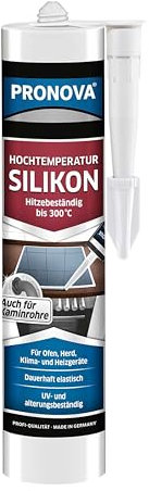 Pronova Hochtemperatursilikon, schwarz, dauerelastische hitzebeständige Dichtmasse zm Kleben und Abdichen an Ofen- oder Kaminrohren, Herd, Klima- und Heizgeräte 300 ml Kartusche