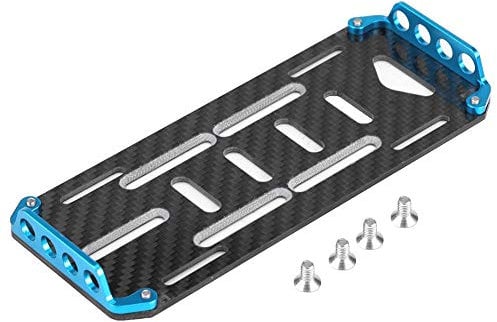 RC Battery Mount Plate, Carbon Fiber Battery Mount Plate for Axial SCX10 CC01 F350 D90 1/10 Scale RC Car Accessories(Blue)