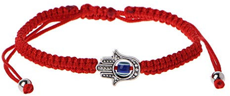 Valcano Lucky Kabbalah Red String Hamsa Bracelets Blue Evil Eye Fatima Hand Jewellery, one, Nylon