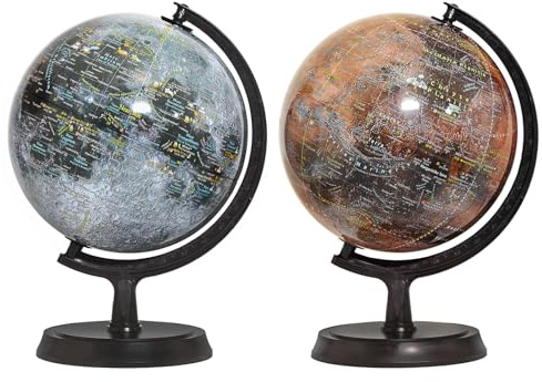 Mapsoft Explorer Mond/Mars 2 Kugel Set, 24cm/9.5, Lunar Kugel, 2MR-24, Mond Kugel, Mars Kugel, Mondlampe, Mars-Lampe, Mondlicht