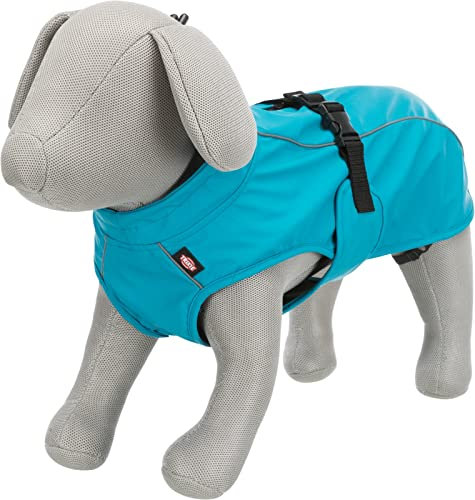 TRIXIE Regenmantel Vimy für Hunde L türkis – Hunde-Regenjacke mit reflektierenden Elementen für mehr Sicherheit im Dunkeln – bequem & verstellbar - 680206