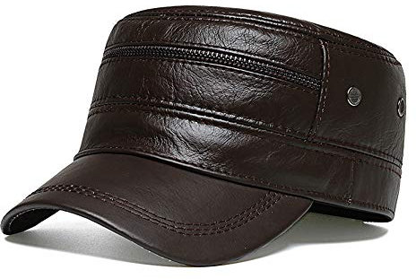DongBao Leder Baskenmütze Hüte mit Ohrenklappen, Herren Baseball Cap Vintage Verstellbare Lederhüte Herren Qualität Retro Flat Caps Für Herbst Und Winter