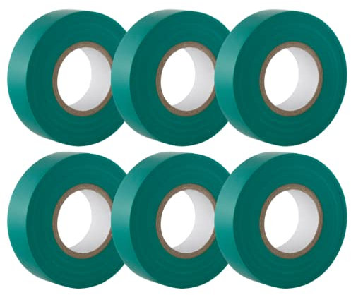 GTSE - Isolierband Grün - 19 mm x 20 m - strapazierfähiges, selbstklebendes Isolierband - zum Schutz, Bündeln und Reparieren von Kabeln - 6 Rollen