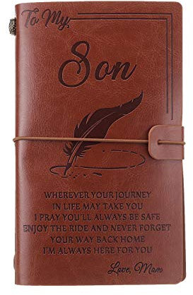 WOWOWO Advanced Elegant Handcrafted Diary Notizbuch Graviertes Leder Journal Nachricht Notizbuch an Meine Tochter Sohn Mann Frau