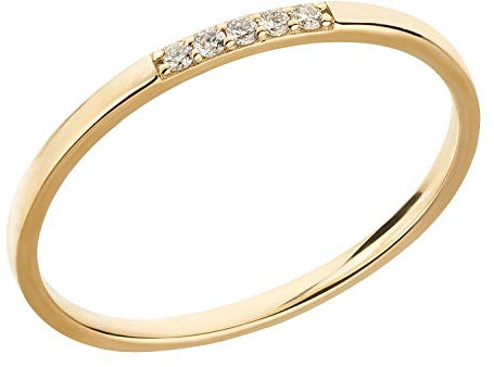 Ardeo Aurum Damenring aus 375 Gold Gelbgold mit 0,05 ct Diamanten Brillant Vorsteckring schmal Stapelring Gr. 58