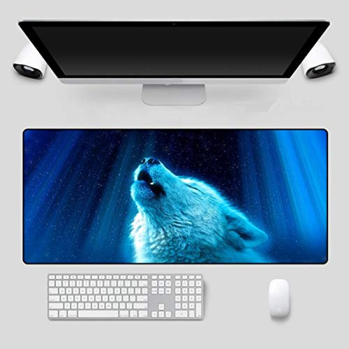 GermYan Wolf Predator Pad Table Souris Ordinateur Portable Tapis de Souris Bureau avec Bords Cousus Tapis de Souris antidérapant Tapis de Bureau 900X400Mm