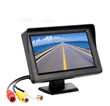 Écran de moniteur de recul de voiture Riloer pour caméra de recul de stationnement, moniteur LCD TFT couleur numérique 12-24V 4,3 pouces HD pour remorque de camion d'autobus de voiture